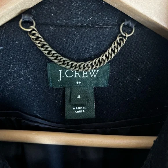 J. Crew Black Wool-blend Tailored Lady Day Top Coat Knee-Length - Picture 2 of 7